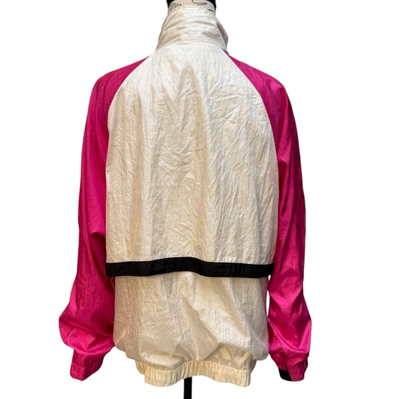 Vintage Bill Blass 90s Windbreaker Jacket Size L Pink White Color Block Women's - Picture 3 of 7